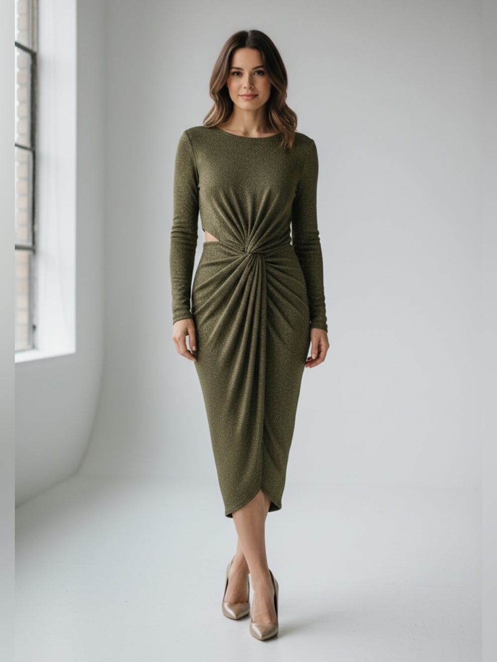 RACHEL Rachel Roy Women’s Gold Metallic Twist-Front Maxi Cocktail Dress Size XS